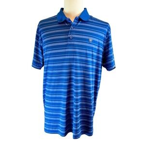 ARIAT Tek Blue Polo Golf Shirt Mens Size XL Striped‎ All Season Casual Office
